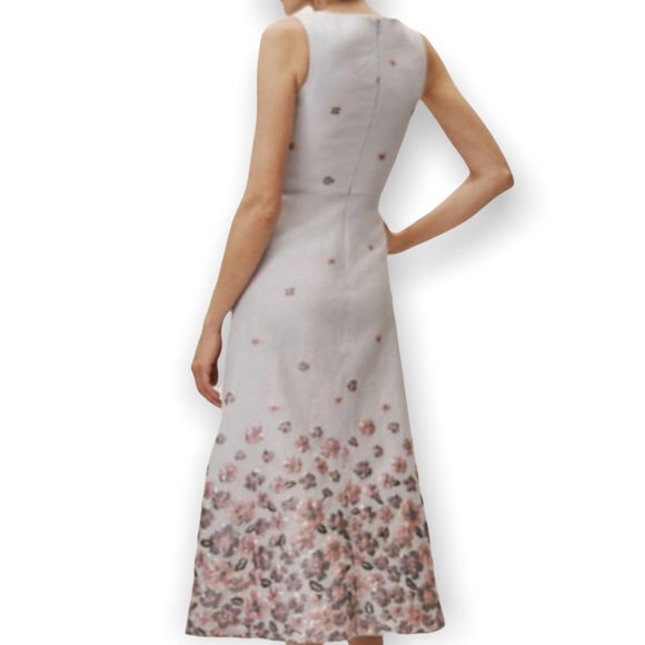 New Anthropologie x BHLDN Guilie 10 / Med Blue Embroidered Floral Midi Dress - Picture 2 of 5